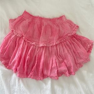 Love Shack Fancy high/low layered mini skirt in pink size XS